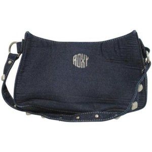 Roxy Navy Blue Cotton Silver Studded Baguette Cross Body Bag